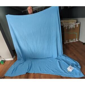 Blanket Blue Woven 100% Cotton king Queen Size 91 x 100 made in Brazil